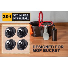 PlusRoc 8 Pack Anti-Rust Wheels Stainless Steel Self Adhesive Caster Wheels for Mop Bucket, Load Capacity 28LBS Per Wheel for Furniture