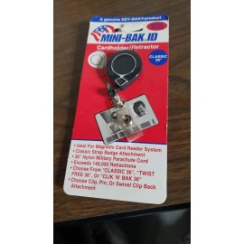 KEY-BAK USA Mini-Bak Retractable ID Badge Reel with Alligator Swivel Clip Gray