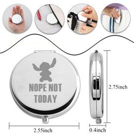 PLITI Ohana Cartoon Inspired Compact Mirror Ohana Lover Gift Hawaiian Trip Gift Nope Not Today Pocket Mirror (Nope Today CM)