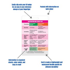 Antepartum Non Stress Test Reference Vertical Badge Card - Excellent Resource for Nurses, Nursing Clinicals, and RN Students - Great Nursing School Supplies and Accessories