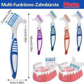 Zahnprothesenbürste,4 Stück Prothesenzahnbürste Zahnprothesenreinigungsbürstenset Tragbare Doppelseitige Gebissbü Rste für Effektive Zahnprothesenreinigung Premium Harte Zahnersatzbürste