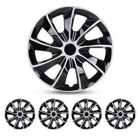 AUTOWIKI 13’’ Wheel Rim Cover Hubcaps Universal Snap On Car Truck SUV Car Accessories ABS & PC Material Replacement Hub Caps Set of 4 (13 Inch, Silver & Black Lacquer)