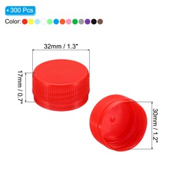 PATIKIL 1.2inch Plastic Bottle Caps for Crafts, 300Pcs Reusable Protection Bottle Screw Lids for Empty Container DIY Scrapbook Decorations, Multicolored