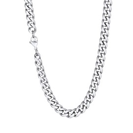 Richsteel Cuban Chain for Men Women Link Chain 3mm/6mm/9mm/12mm Size 35cm-75cm Silver/Gold 18K/Black 316L Stainless Steel Jewelry American Style Necklace, Stainless steel, stainless steel, No Gemstone
