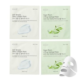 Mascarilla Facial De Colágeno Hidrogel Ohmypure Paquete De Lujo K-Beauty(2 Unidades Antiarrugas 2 Unidades De Mucina Vegana)(Muestra 4)