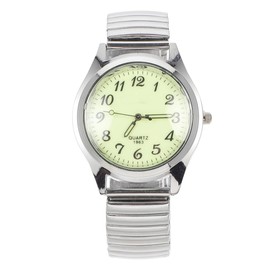 VALICLUD Digital Watch for Men with Glow in the Dark Display Silver Elastic Band Comfortable Stretch Expansion Band Watch Casual Lightweight Wristwatch for Everyday and Outdoor Use