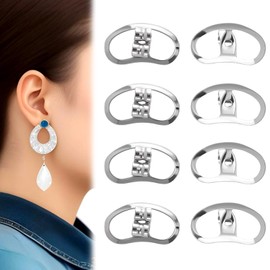 Kinretixia 8 Pieces Metal Earring Backs for Hanging Ears, Earring Backs for Heavy Earrings, Earring Supports, Earring Lifters for Stretched Earlobes