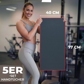 ZENACROSS Microfibre Sports Towels, Set of 5, 40 x 77 cm, Fitness Towel for Gym, Hiking, Travel, Quick Drying, Lightweight & Absorbent, Grey