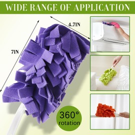 Skybooly 12 Pcs 5 Layer Duster Refills Only Fleece Refills Reusable Dusters for Cleaning 4.7 x 7 Inch Washable Duster Pads for Hand Duster Ceiling Fan Hardwoods Window Kitchen Floor, 6 Mixed Colors