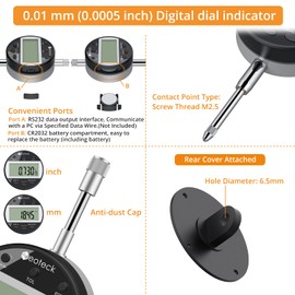 Neoteck Digital Dial Indicator with Tolerance Function 0-25.4mm/1", 0.01/.0005" Dial Gauge Electronic Indicator Inch/Metric Conversion Measuring Tool for 3D Printer Lathe Workshop