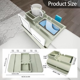 Couch Arm Cup Holder - Silicone Sofa Armrest Tray with 5 Side Pockets, Anti-Slip Armrest Recliner Armchair Caddy, Sofa Table Organizer for Drinks Tablet Remote Snacks Cellphone Cup (Green)