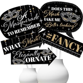 Big Dot of Happiness Masquerade - Masquerade Photo Booth Props - Venetian Mask Party Photo Booth Props - Venetian Mask Photo Booth Props - Masquerade Party Decorations- Funny Photo Props - 10 Piece