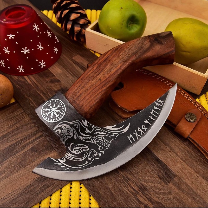 New Viking Pizza Cutter Axe Viking Hatchet Pizza Axe (Skull