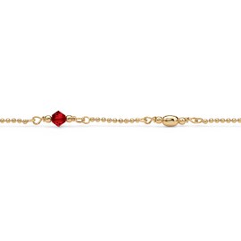 PalmBeach Yellow Gold-Plated Sterling Silver Round Simulated Birthstone Ankle Bracelet(2mm), 11 inches Month 7