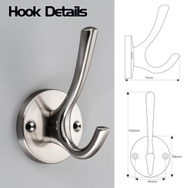Wall Hooks 4 Pcs Towel Hook Coat Hooks Heavy Duty Thick Bath Robe Hooks Wall Mount Hooks for Bathroom Kitchen Hotel Bearing 25kg (Nickel)
