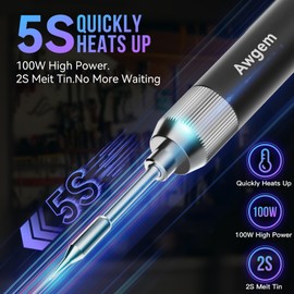 Soldering Iron Kit, 100W High Power Mini Soldering Iron, Portable Soldering Iron Fast Heating, Usb Soldering Iron, Hd color display, Accurate 60~450°C(with 245I soldering iron)