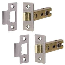 Decoranddecor 3 Inch Tubular Mortice Latch for Internal Doors, Fire Rated (2 Pack, 57-76mm, Satin Nickel)