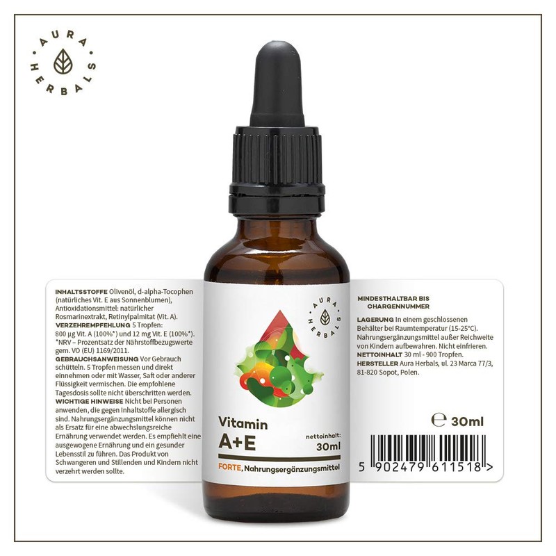 AURA HERBALS Vitamin A + E Forte 900 Drops -