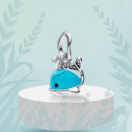 Doyafer Turquoise Blue Whale Charms Pendant 925 Sterling Silver Charm Compatible with Women's Bracelet Necklace Pendant Birthday Gifts For Family Friends