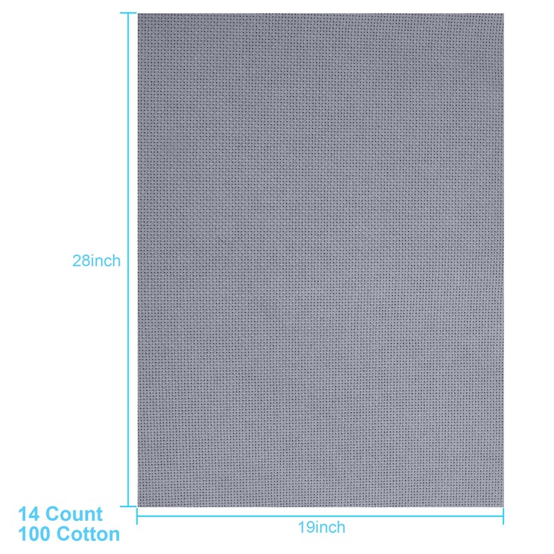 Aida Cloth 14 Count Cross Stitch Fabric,19×28inch (14CT, Gray)