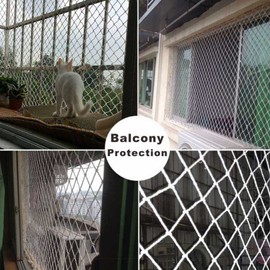 KUAIE Garden Decoration Net Pet Safety Net Nylon Rope Safe Net Stair Fall Prevention Net White Wear-Resistant Color : 10cm mesh, Size : 1x7m(3.3x23ft)