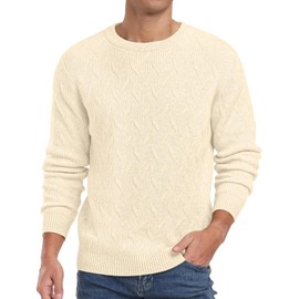 Sailwind Men's Crewneck Pullover Sweater Lightweight Casual Knitted Sweaters Beige