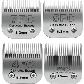 BESTBOMG Replacement Dog Grooming Blades, Pack of 4, Compatible with Heiniger/Moser Max45/Andis/Oster A5 Dog Clippers, Size 3.2mm-13mm, Cutting Length