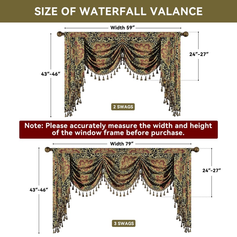 Leopard Window Waterfall Valance Curtains 1 Panel, W59 Inch