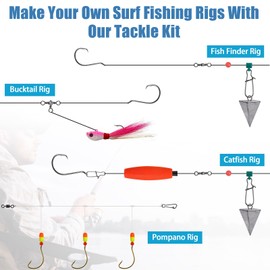 Saltwater Fishing Gear Surf Tackle Kit Surf Fishing Rigs Saltwater Fishing Lures Bucktail Jigs Fish Finder Rigs Catfish Rigs Pier Surf Casting Ocean Sea Fishing Tackle