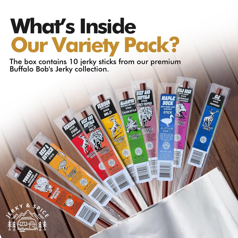 Jerky-n-Spice Wild Game Exotic Meat Sticks (10-Pack) | Ultimate Beef