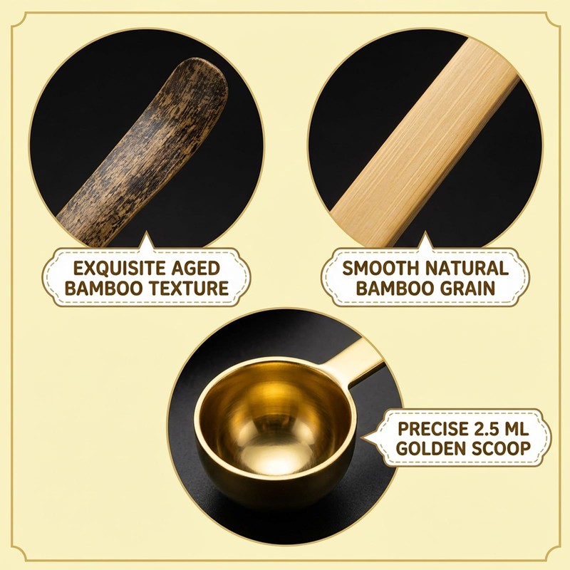 3PCS Matcha Spoon, Matcha Scoop, Matcha Measuring Spoon, Bamboo Chashaku