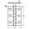 Yacht Steel Stainless Steel Hinge 40 x 60 mm AISI