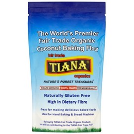 TIANA Fair Trade Organics Premier Raw Coconut Baking Flour Gluten Free - 500g (Pack of 3)