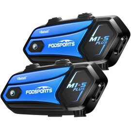 Fodsports M1-S Plus Motorcycle Bluetooth Headset with Customized HRSQS Speakers, One-Click Pairing, Microphone Mute, FM, Helmet Intercom up to 10 Riders with Music Sharing, Wonderful Sound, 2 Pack