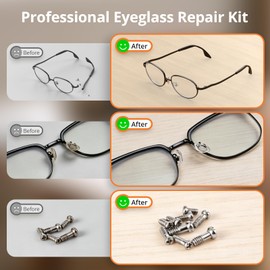 JOREST Glasses Repair Tool Kit, Glasses Repair Kit with Small Screws, Nose Pads, Tweezers, Cleaning Cloth and Precision Screwdrivers, Suitable for Glasses, Sunglasses and Frameless