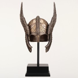 Veronese Design 9 1/4 Inch Winged Valkyrie Helmet Cold Cast Resin Bronze Finish Nordic Decoration Sculpture