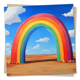 Beautiful Rainbow Birthday Card - Vibrant Rainbow and Clouds Design - Birthday Card For Friend Or Thank You Card