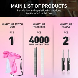 Tagging Gun Kit, Fine Stitch Tagging Gun for Clothing Mini Stitch Gun for Clothes Sewing Quilting Hemming Quick Stitch Tag Gun with 2 Needle, 2000 Black & 2000 White Micro Fasteners