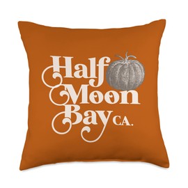 Half Moon Bay California Designs Half Moon Bay Pumpkin Farming Patches Autumn Gourd Season Throw Pillow, 18x18, Multicolor