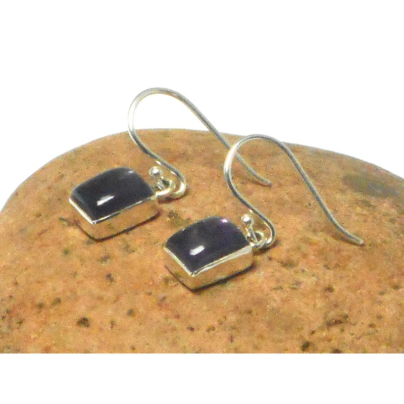Art Gecko Amethyst 925 Sterling Silver Rectangular Purple Gemstone Drop