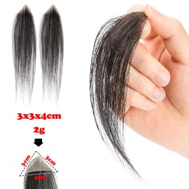 Unbranded Bald Spot Human Hair Patch Toupee For Men Replacement Unit PU Ultra Thin Skin UK - 2pcs Mini Hairpieces+Tapes Tab, 3x3x4cm (2g)