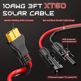 Gibbab Solar Connector to XT60 Charge Extension Cable, 6FT 12AWG XT60 Adapter Cable to Solar Panel Charging Wire for LiFePO4 Battery RV Portable Power Station Ecoflow Solar Generator