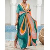 Bsubseach Women's Ethnic Print Kaftan Beach Maxi Dresses, Striped pattern