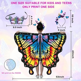 Shengou Shengou Schmetterling Flügel Kostüm Kinder,Kostüm Kinder Schmetterling,Schmetterling Flügel Umhang,Kinder Schmetterlingsflügel,Schmetterlingskostüm für Kinder,Schmetterlingsflügel Mädchen