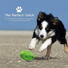 Fluffy Paws Dog Treat Ball - Soft Rubber Toy Football, Dental Treat and Bite Resistant, Durable Non-Toxic, Training Toy for Small and Medium Dog Puppy - 5", Green