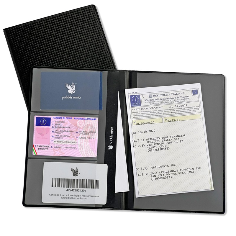 Pubblimania Carbon Document Holder for Car and Motorcycle, Double Flap