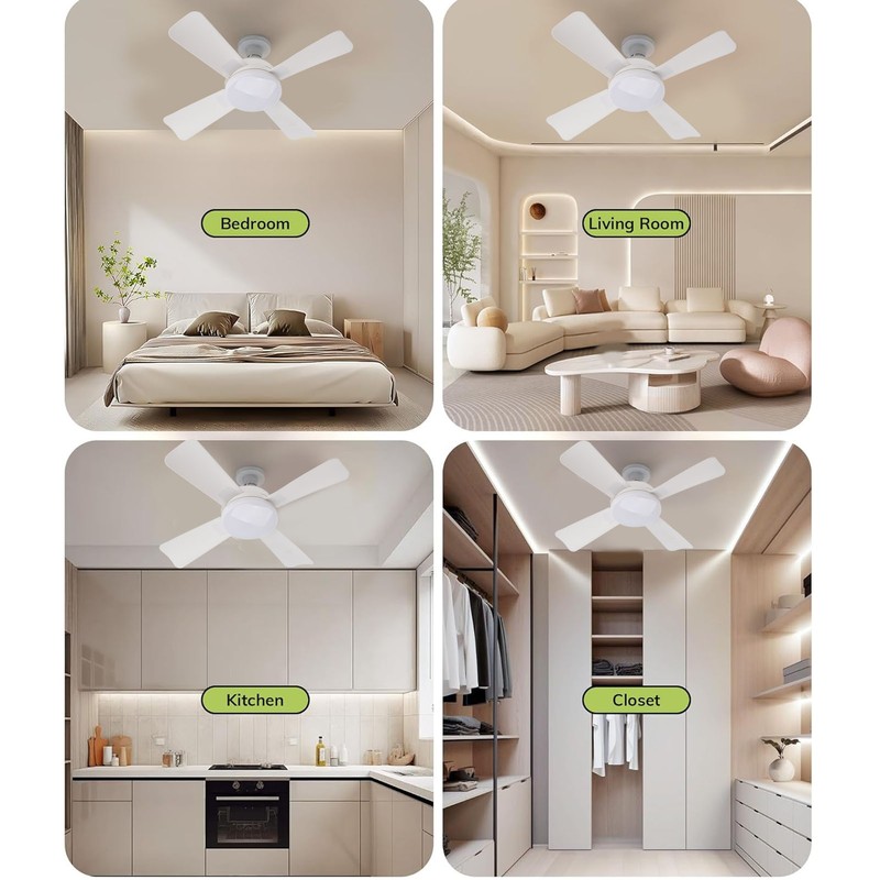 LED Ceiling Fan Light Dimmable 1000LM Screw In Ceiling Fans