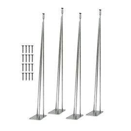 Barn XO Hairpin Leg, Metal Table Leg Set of (4),Modern Industrial, 3-Rod Hairpin Leveling Legs (42" H Bar Height, Raw & Un- Protected)