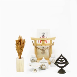 [A&K] Gold Kanto Style Kojin Pine Sakaki Stand Set, No Artificial Flowers, Preserved Kojin Pine, Sanho Pine, Sanho Kojin, Fudo Myoo, Kamado Kamato, Original, Made in Japan, Handmade, Do Not Wither,