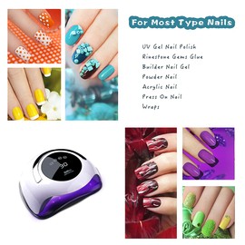 W&H Lámpara de uñas LED UV, secador de uñas de gel de 120 W más rápido, lámpara de curado profesional para uñas de uñas y uñas de los pies con visualización táctil de 4 temporizadores (Sun BQ5T) (rosa)